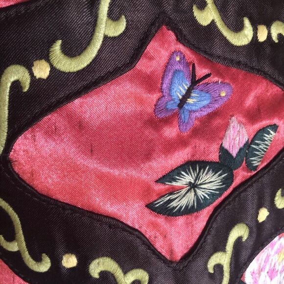 Vintage Papillon ￼ Embroidered handbag butterfly, lily pad ￼ - Picture 5 of 9